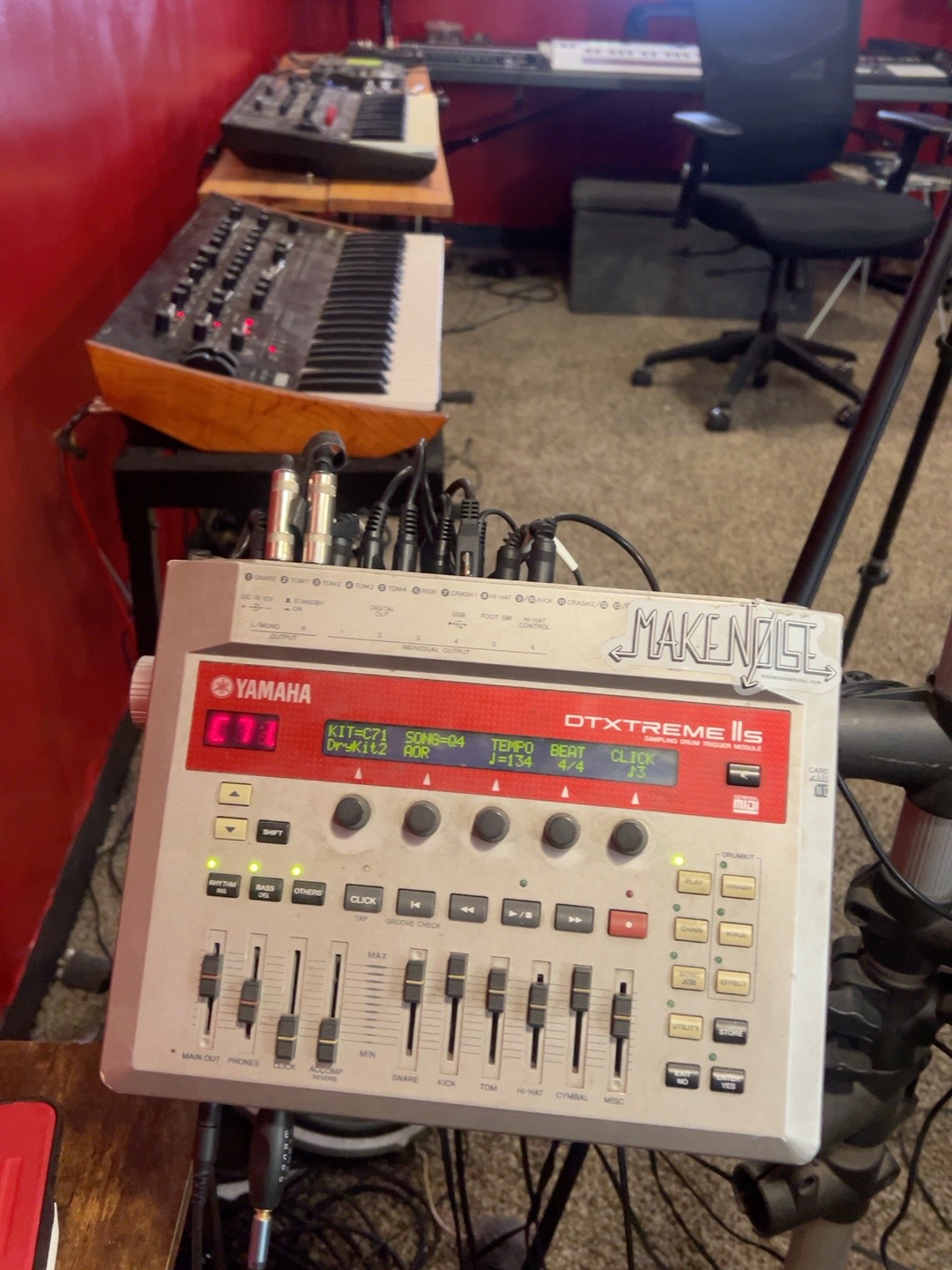 Yamaha DTXtreme IIS module powered on in the Mind Space Music Lab studio