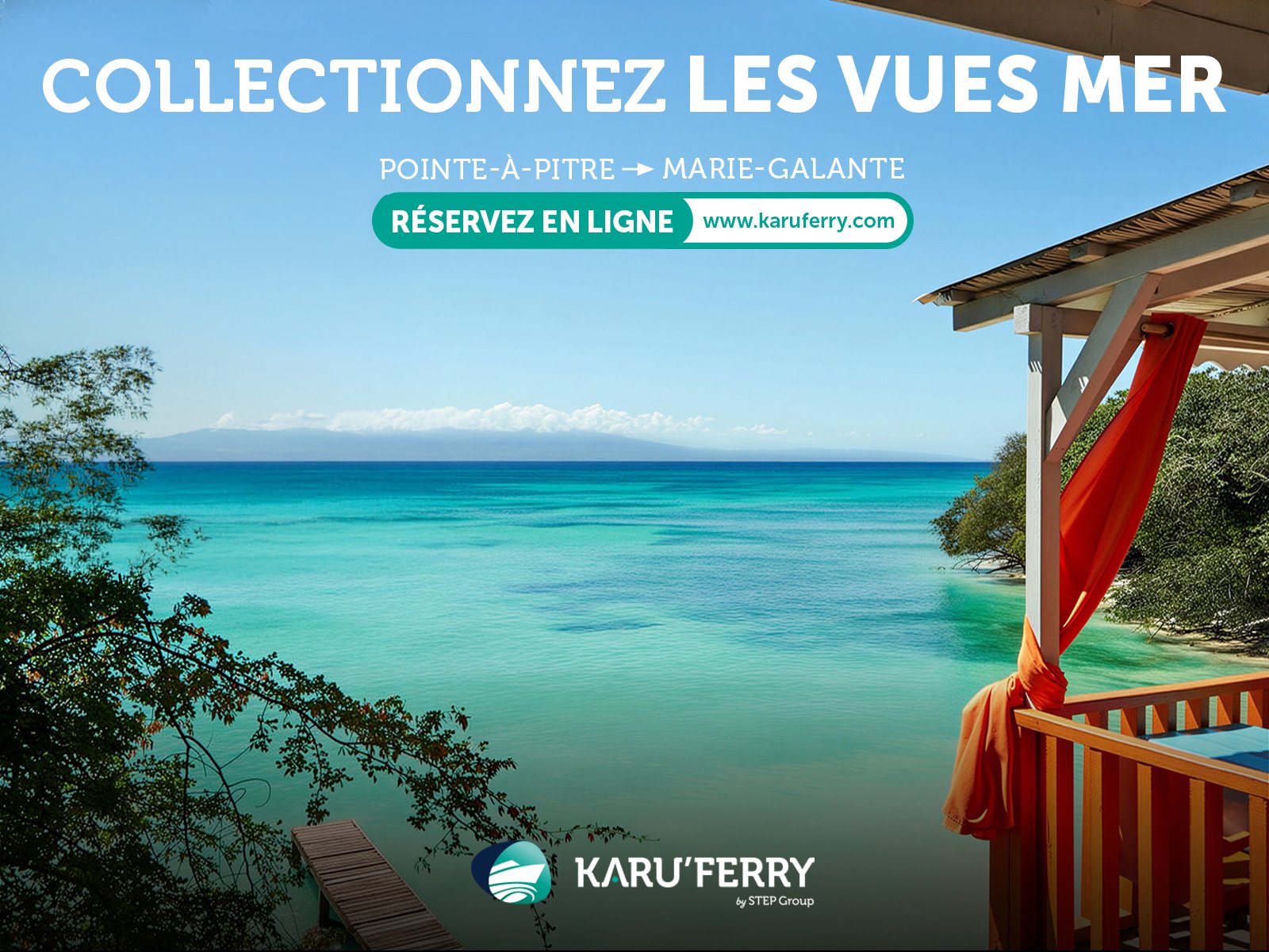 KaruFerry : « Collectionnez les vues mer », un lagon turquoise vu d’une terrasse en bois