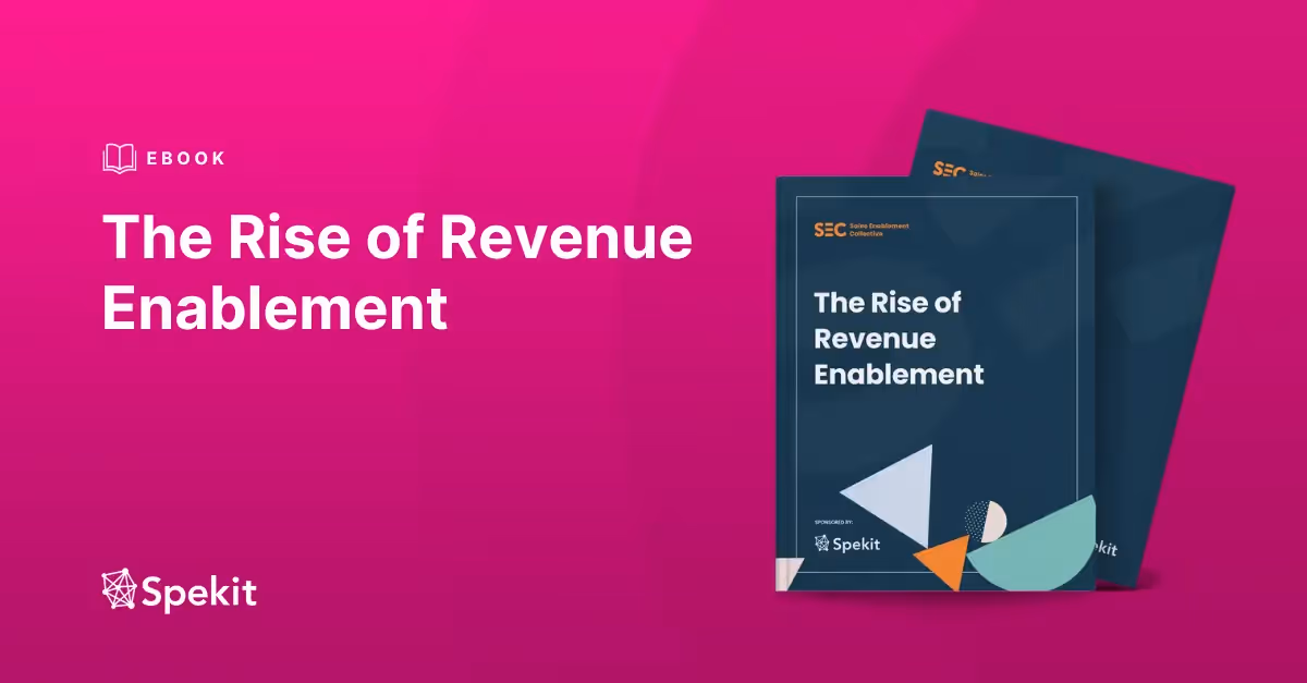 Mockup of the eBook with the title "The Rise of Revenue Enablement"