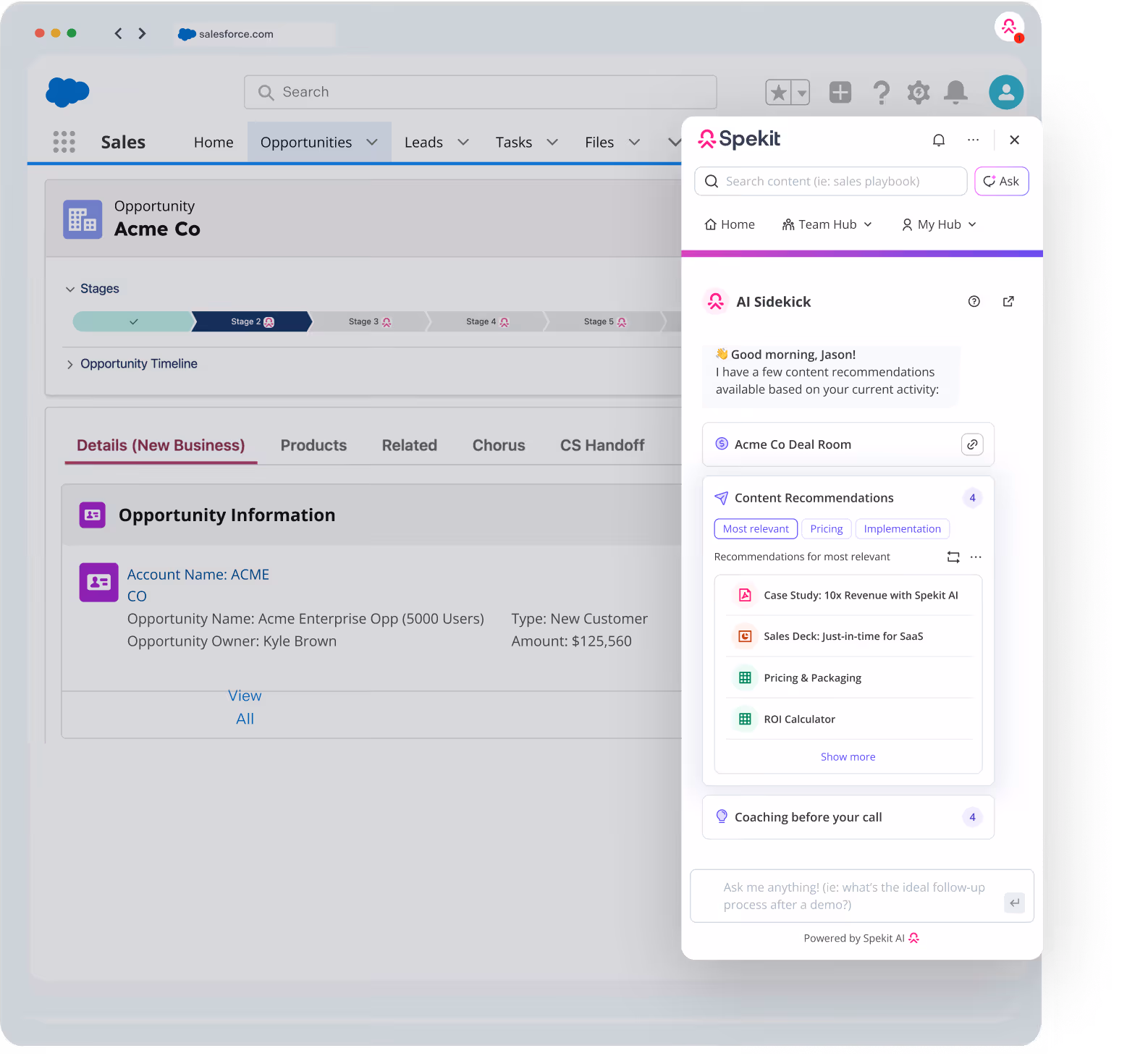 Spekit automatically recommends content based on the context of sales interactions to drive engagement and impact