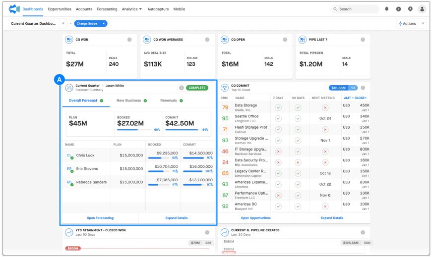 Clari Dashboard Widgets