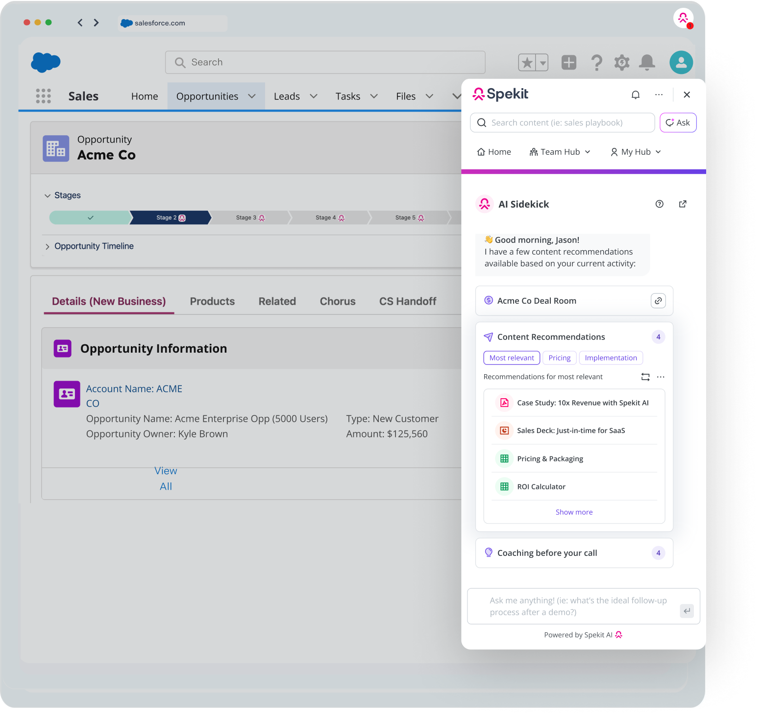 Spekit automatically recommends content based on the context of sales interactions to drive engagement and impact