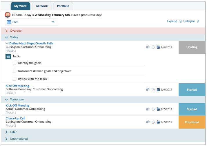 TaskRay My Work Tab in Notificatinos