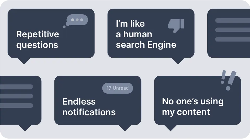 Quotes like "nobody is seeing my content" and "endless notifications" in speech bubbles.