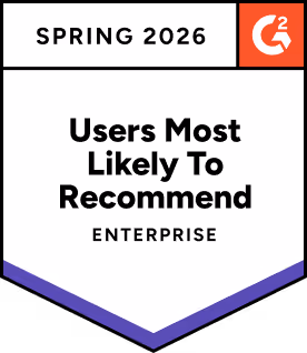 G2 Badge for Summer 2025 - Users Most Likely to Recommend Enterprise