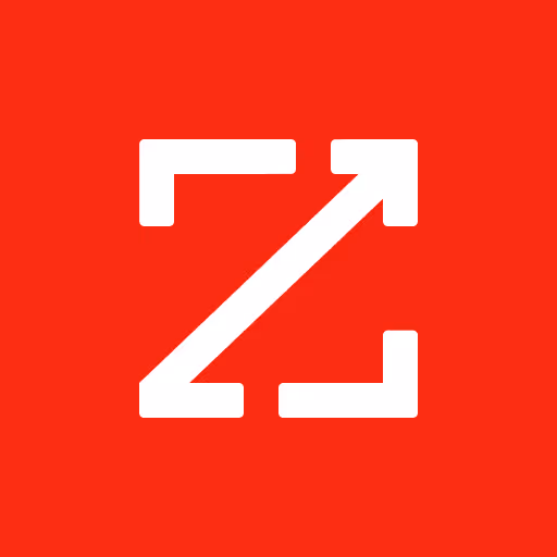 White letter Z on a red background, stylized with arrowhead corners.