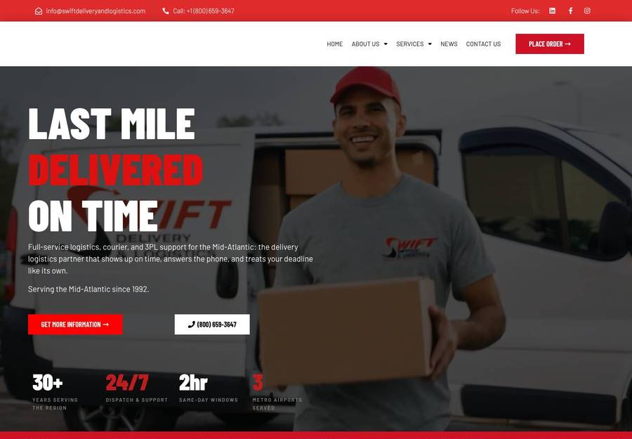Swift Delivery homepage