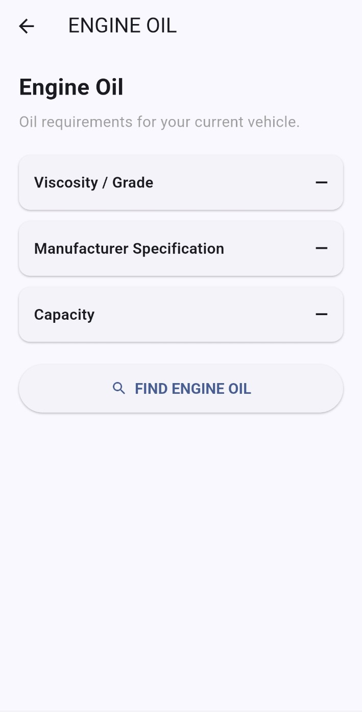 HELP MY CAR engine oil information screen