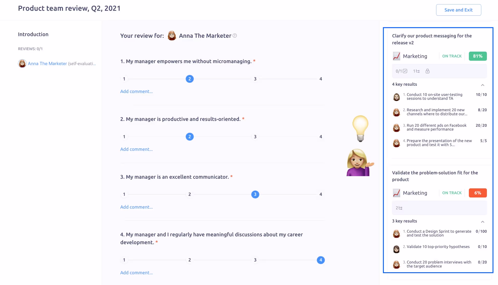 Revisit past goals in leadership performance review with Plai