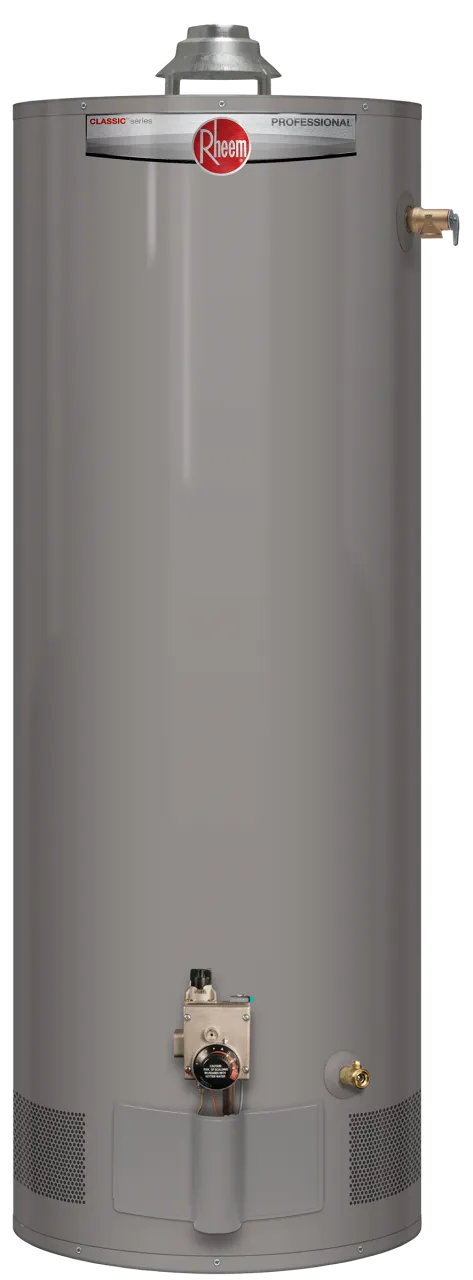 Rheem Professional Classic Atmospheric gas storage water heater, manufacturer product photograph
