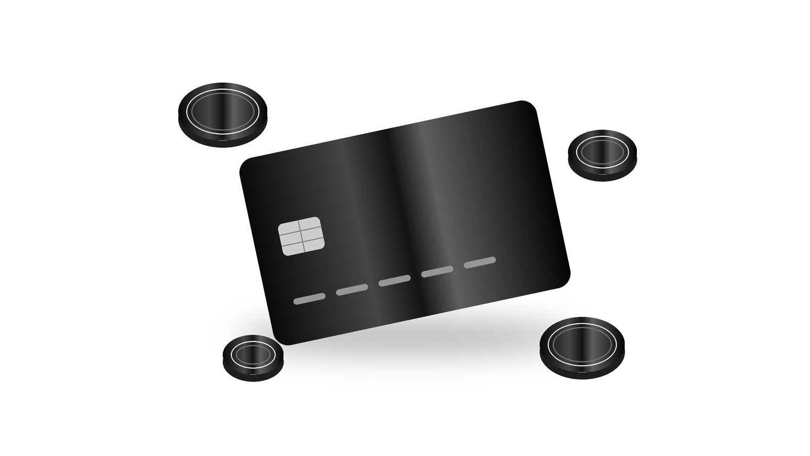 Illustration of a payment card surrounded by coins