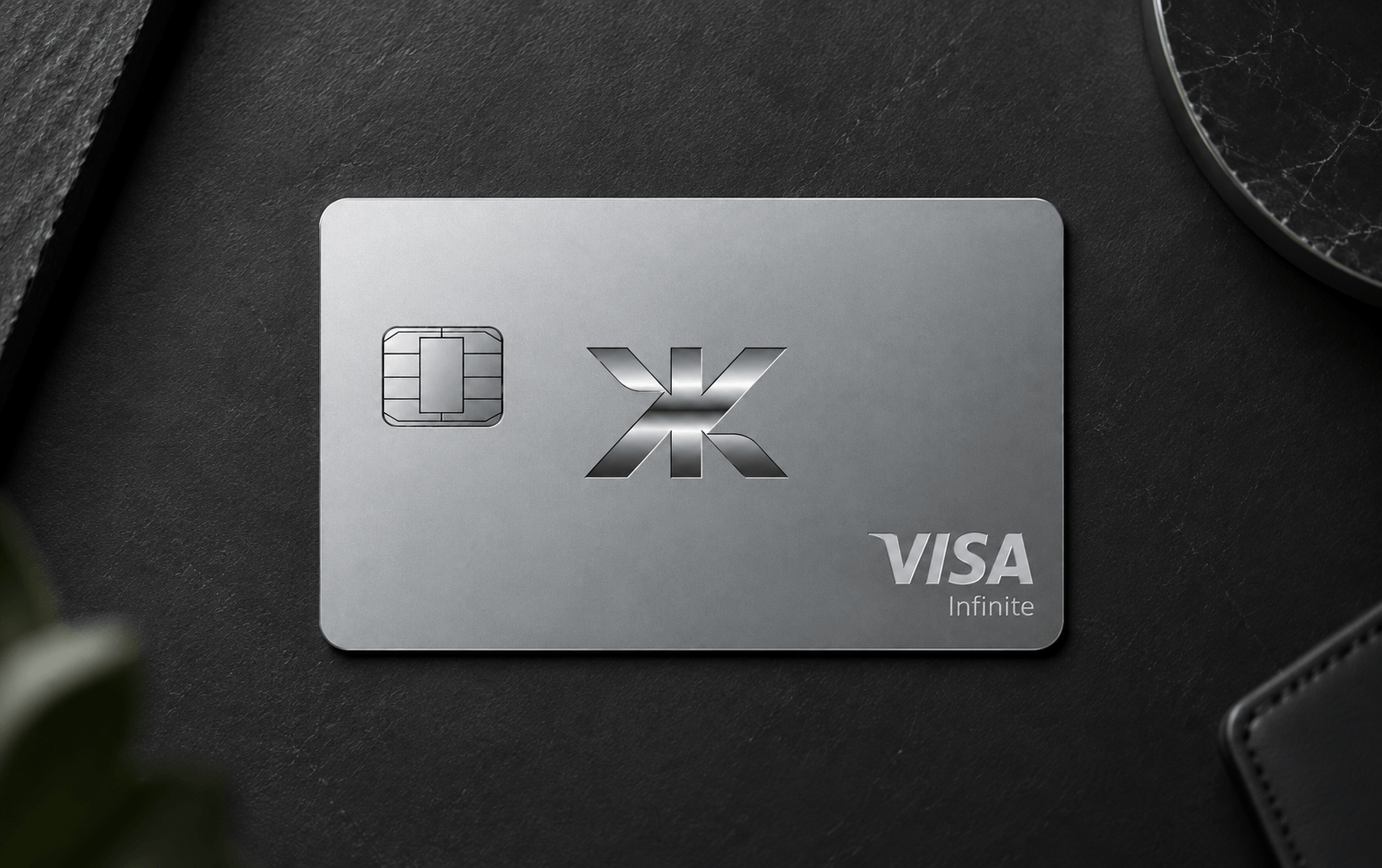 KrypKard metal card surrounded by KrypKard coins
