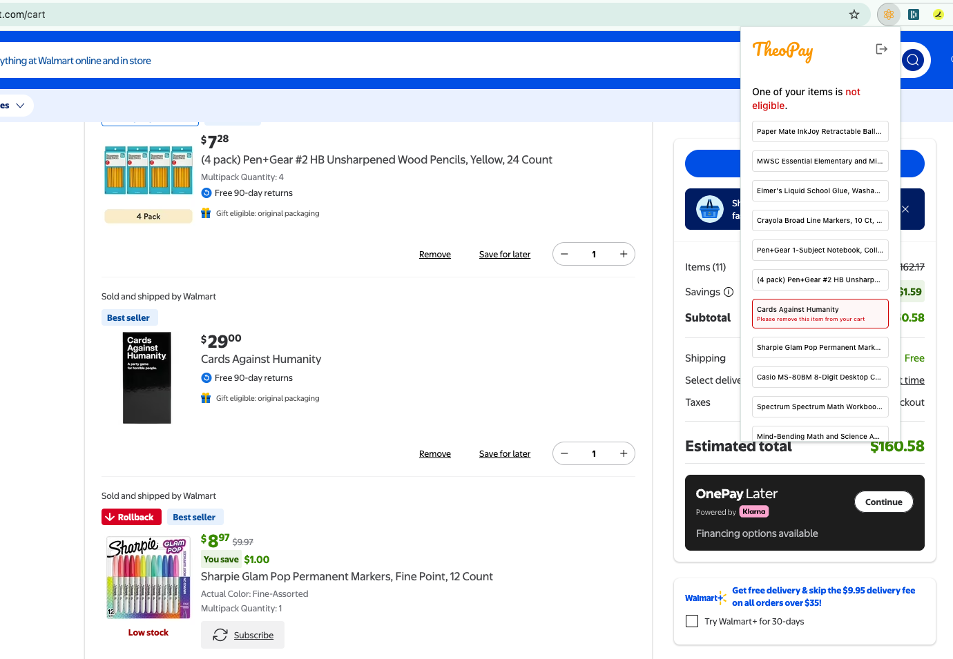 TheoPay transaction view screenshot