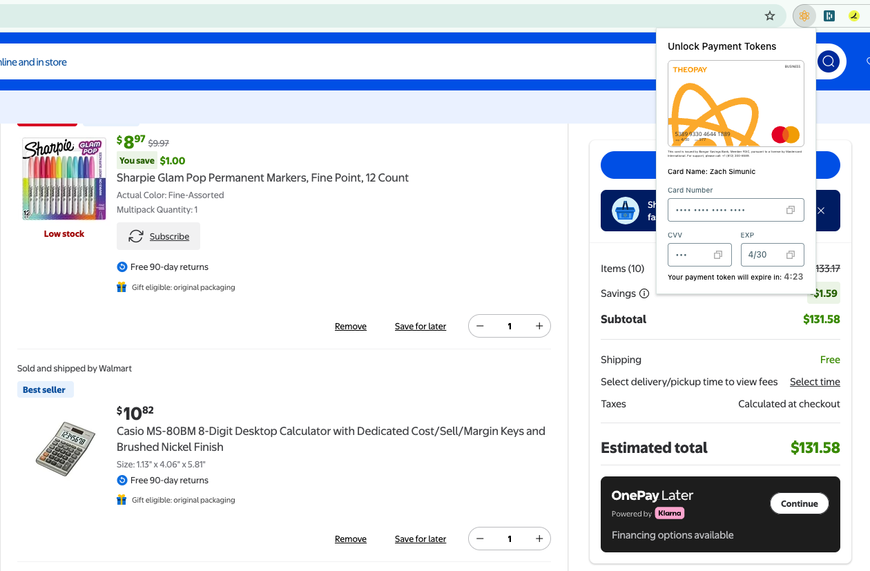 TheoPay vendor payment screenshot