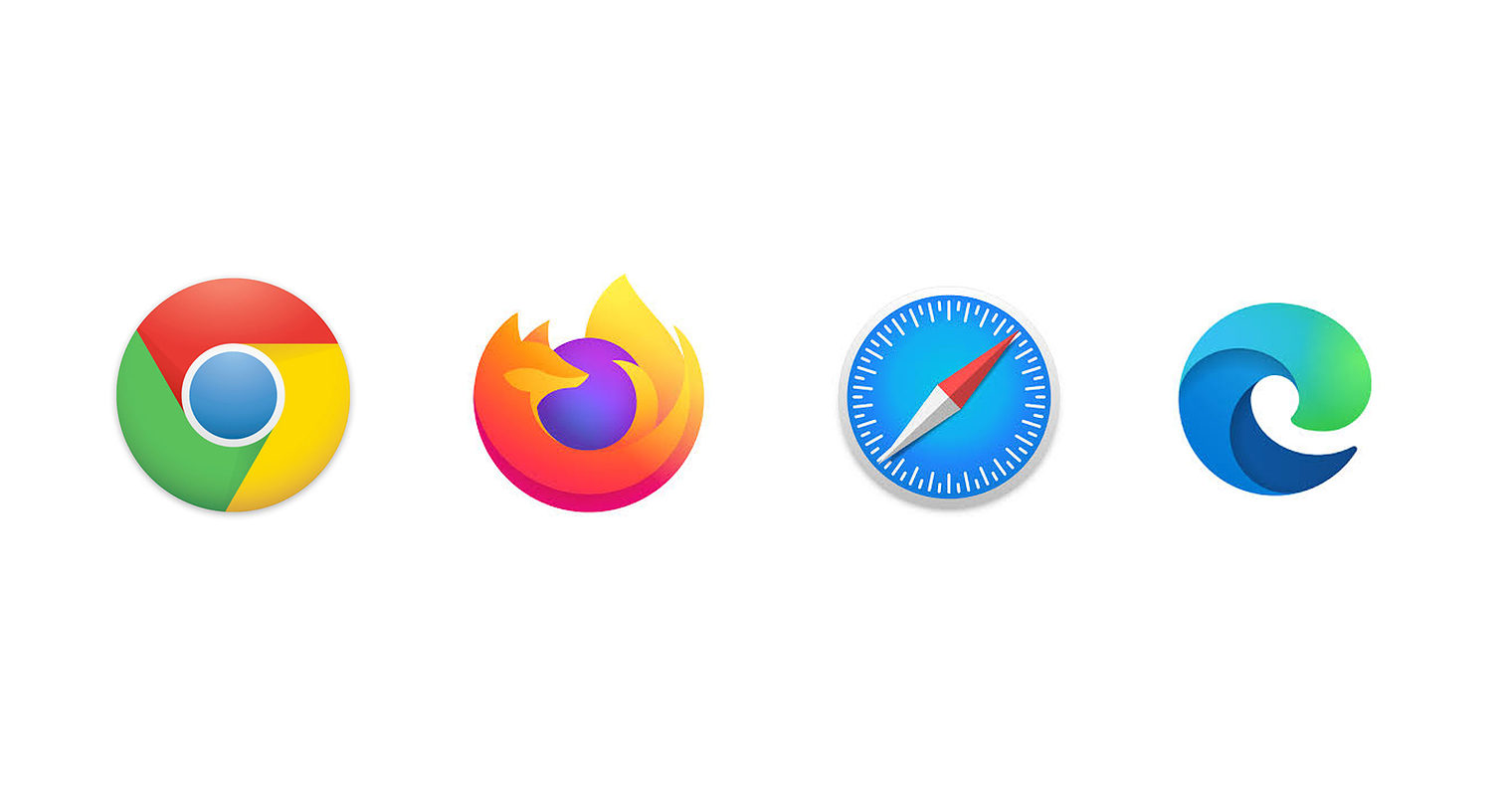 Safari, Chrome, Firefox, and Edge browser logos
