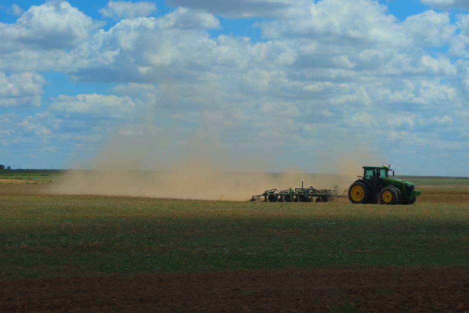 wind-blown dust over a Kansas field
