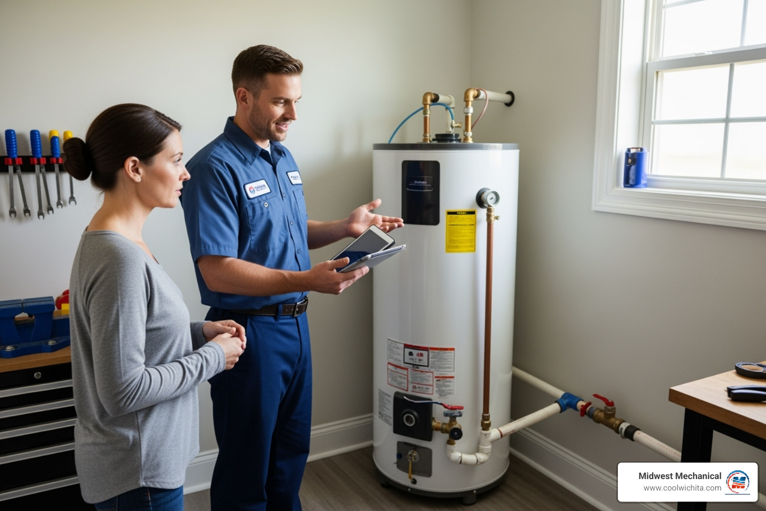 professional plumber consulting with a homeowner - plumbing replacement in haysville ks