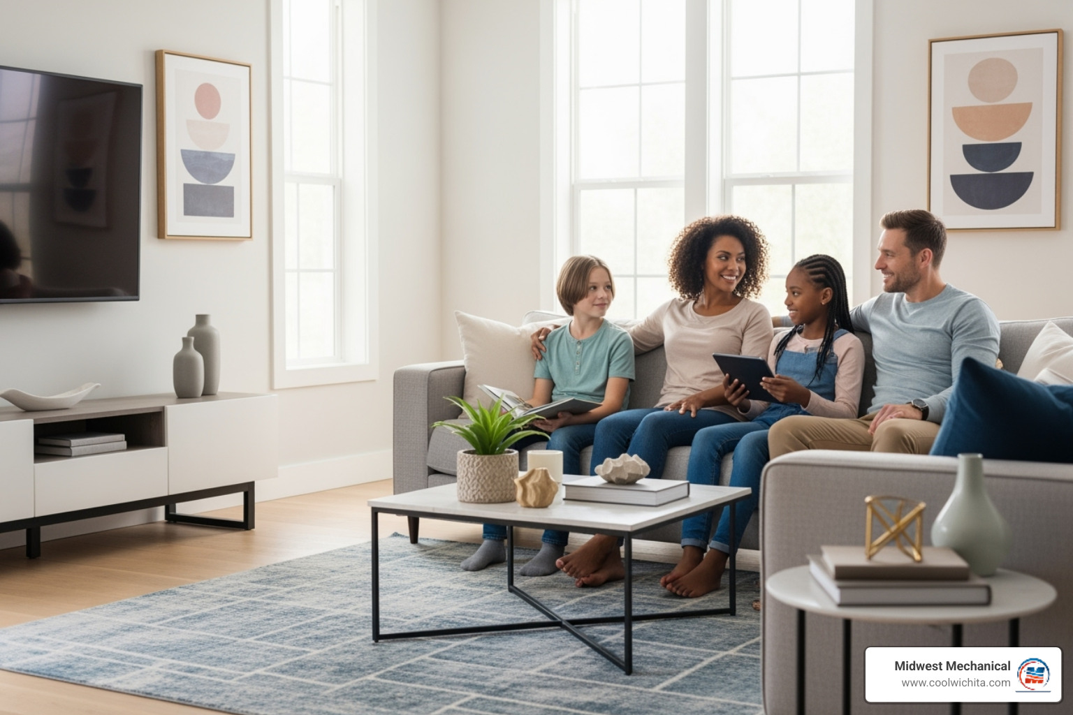 happy family in a well-maintained home - licensed plumbing contractor in andover ks
