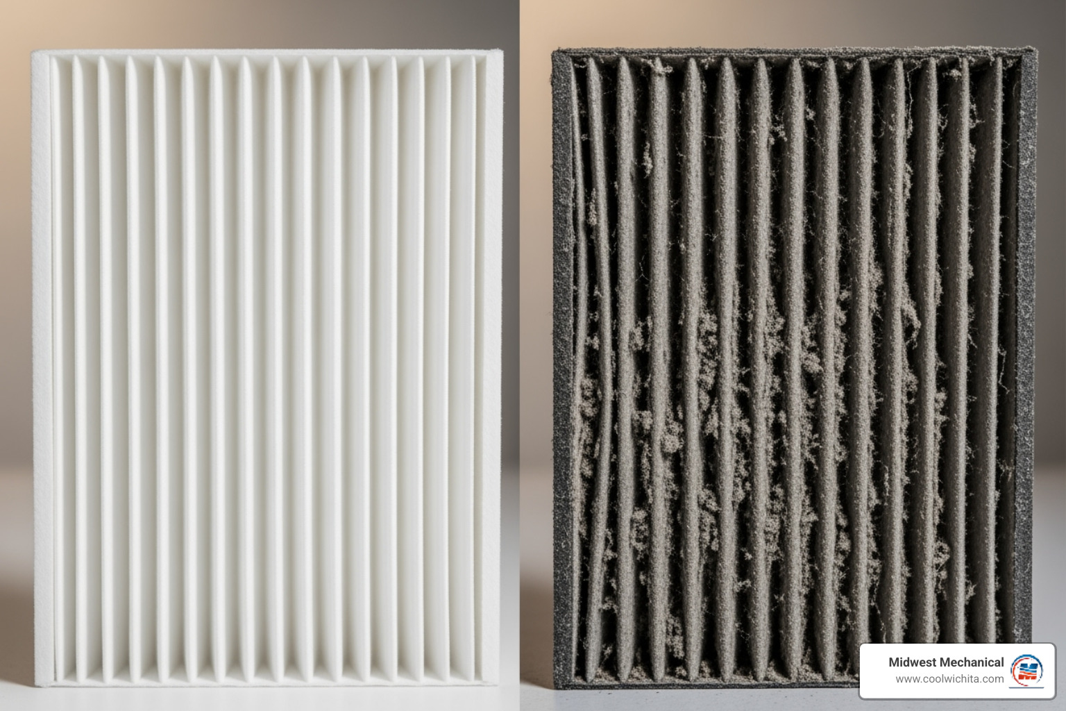 clean and dirty air filter - furnace repair wichita, ks