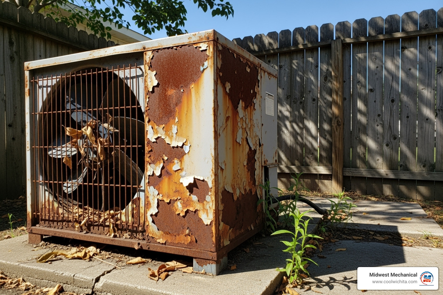 Old, rusty outdoor AC unit - New AC installation