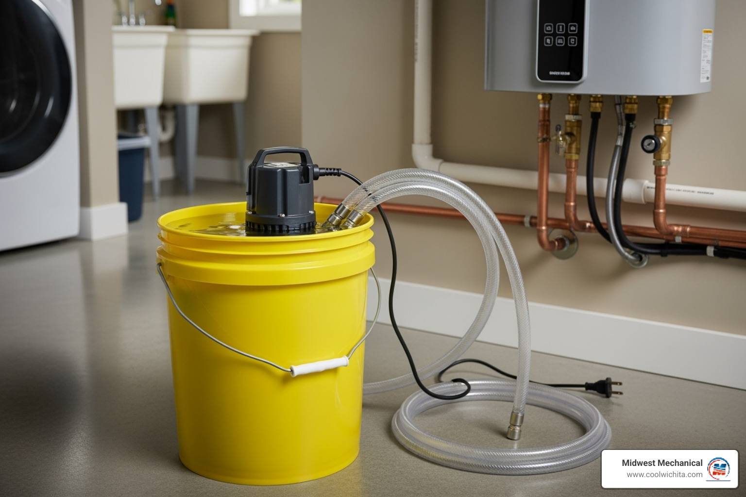 complete descaling kit: submersible pump, hoses, and a 5-gallon bucket - tankless water heater descaling