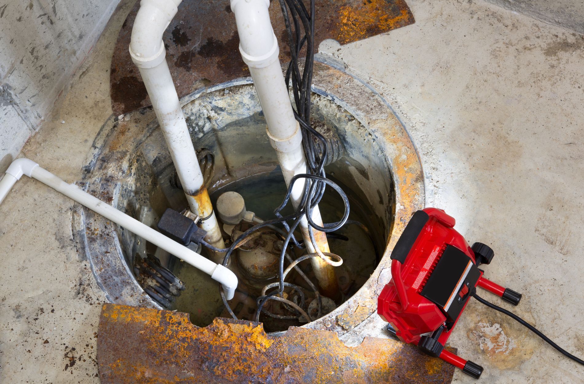 Sump pump in pit