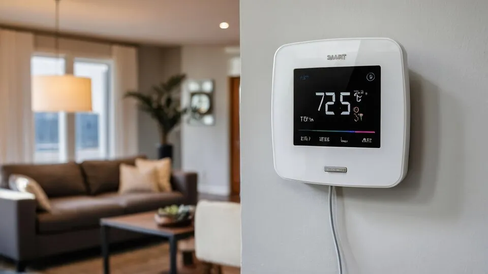 Smart thermostat in modern home