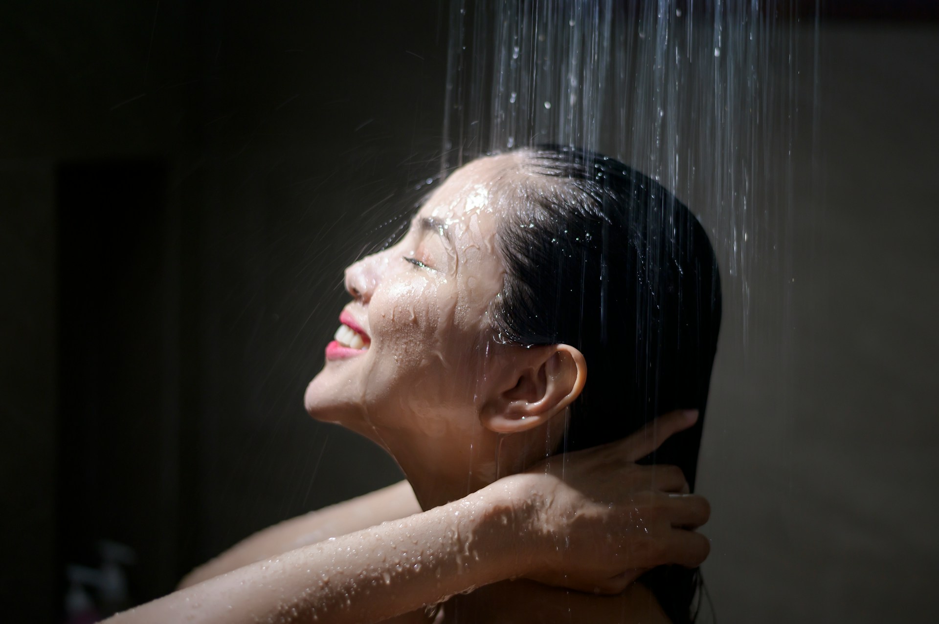 Woman enjoying a shower