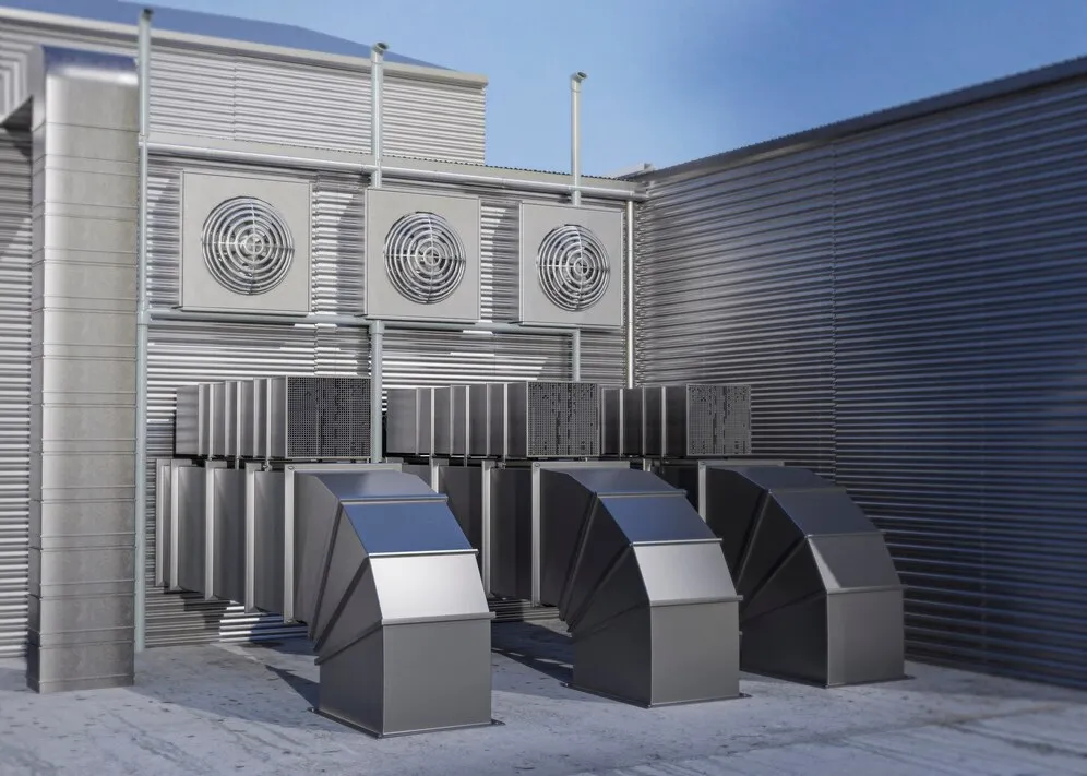 Industrial HVAC system on rooftop.