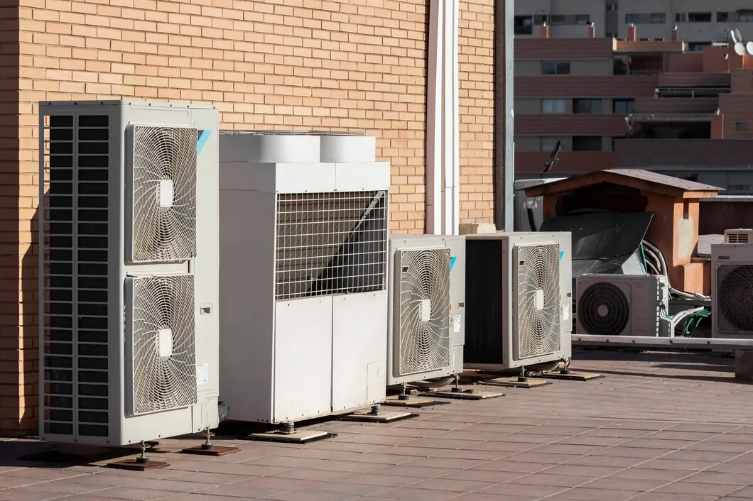 Rooftop HVAC units.