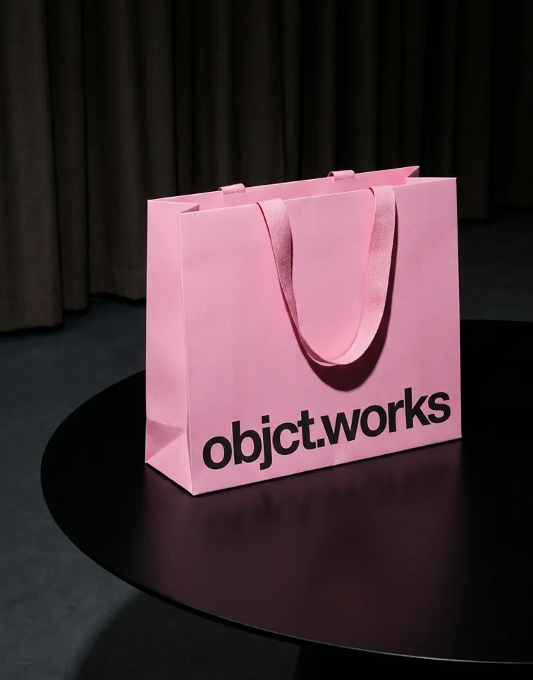 Pink branded gift bag