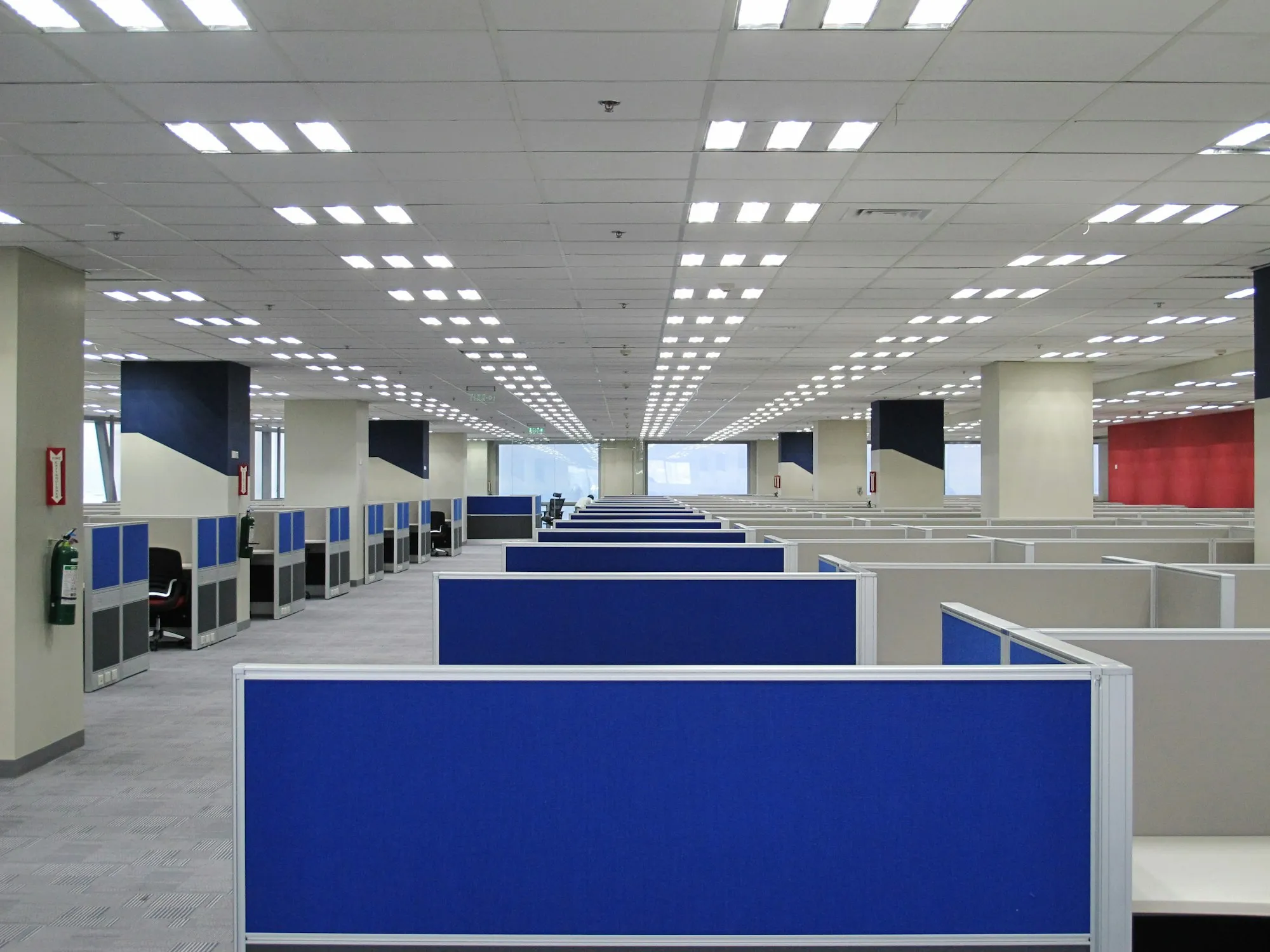 Open office with commercial carpet