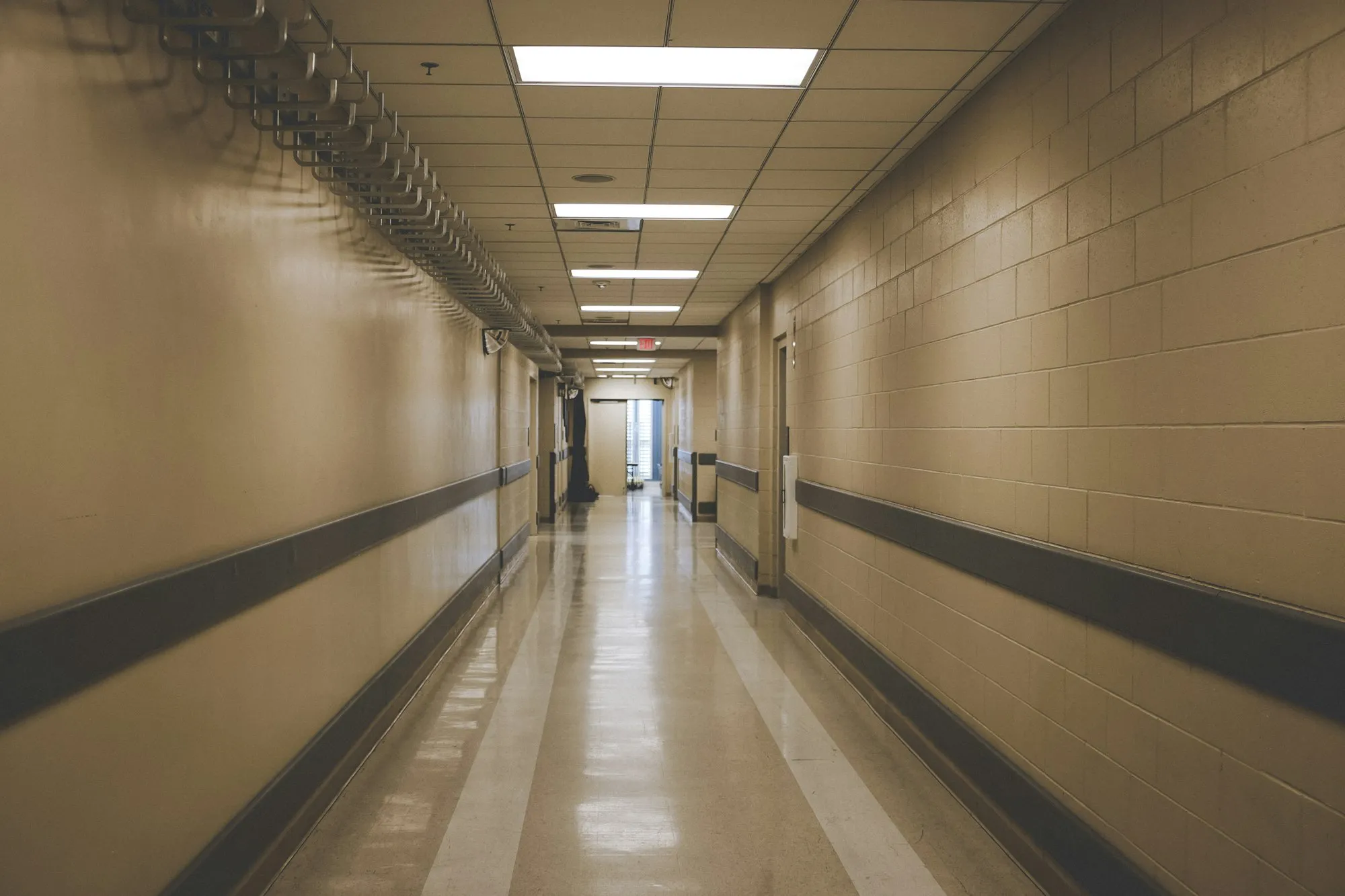 School hallway with resilient flooring