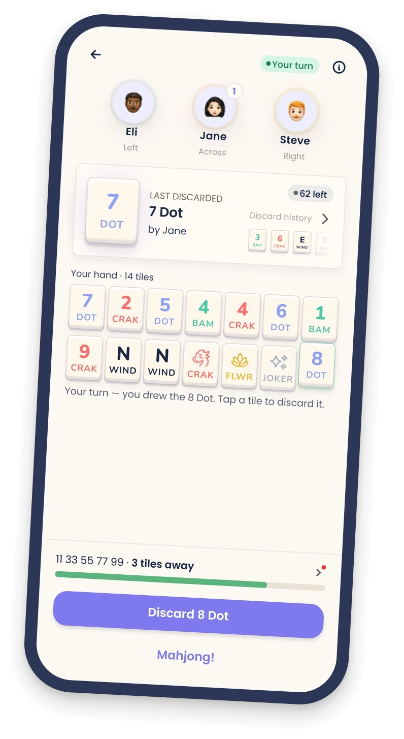 Everyday Mahj game table on a phone