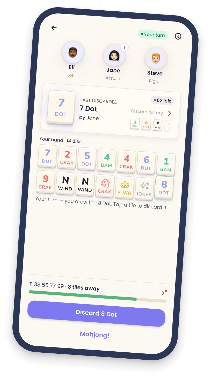 Everyday Mahj game table on a phone