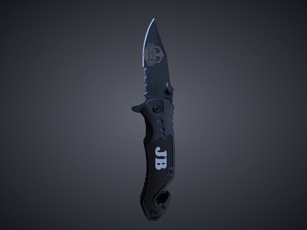 Engraved pocket knife by Tier One 3D