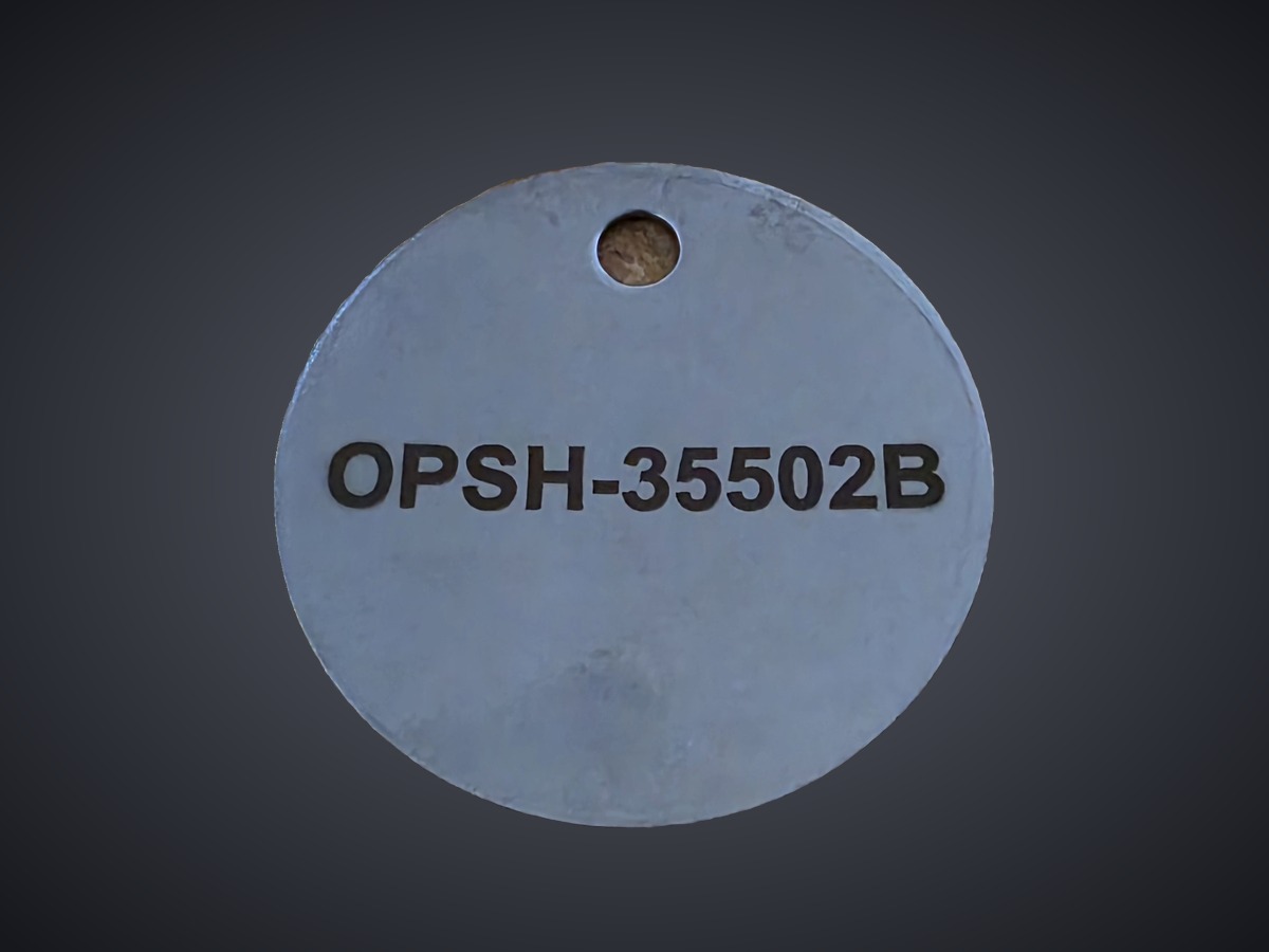 Laser-marked stainless valve tag by Tier One 3D