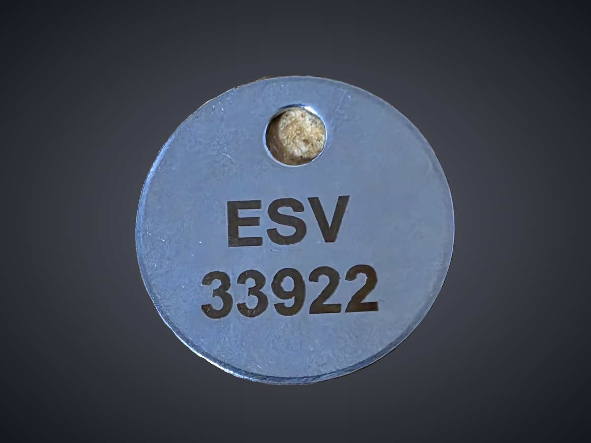 Laser-marked stainless asset tag by Tier One 3D