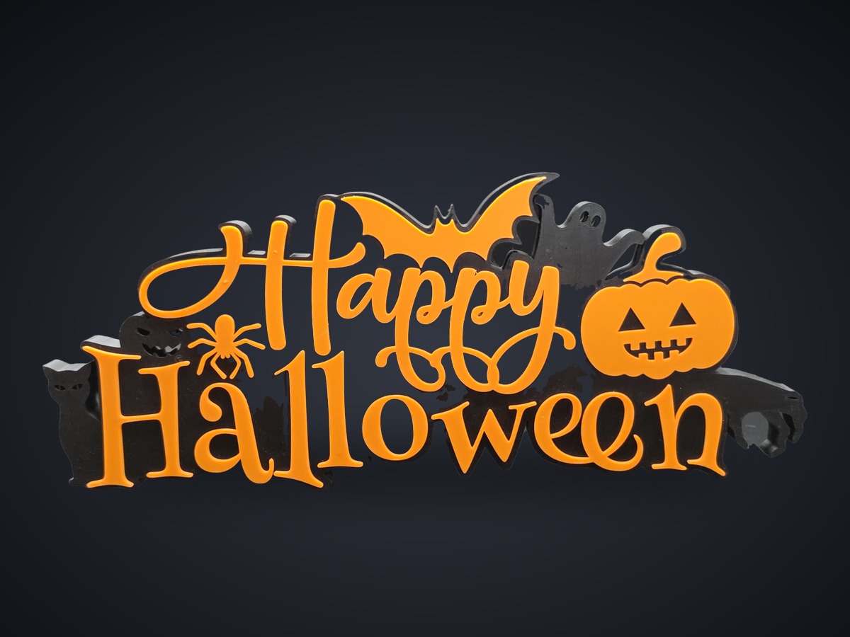 Happy Halloween script sign by Tier One 3D