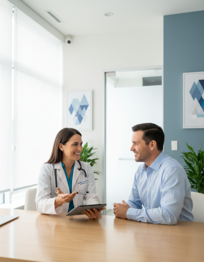 Doctor explaining a treatment estimate to a patient