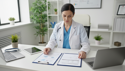Doctor reviewing a treatment quote