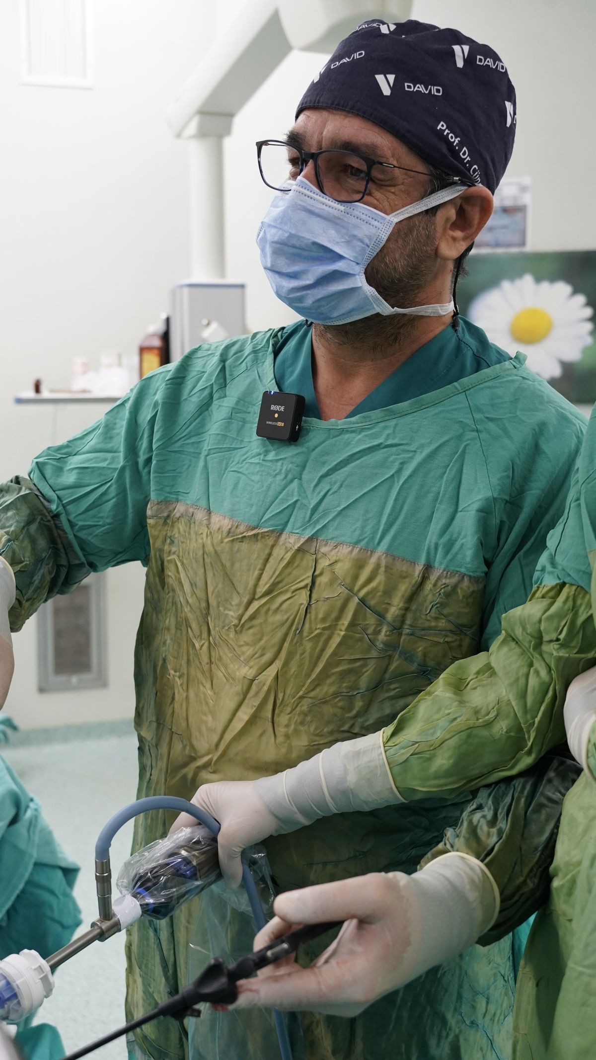 Surgeon performing keyhole surgery