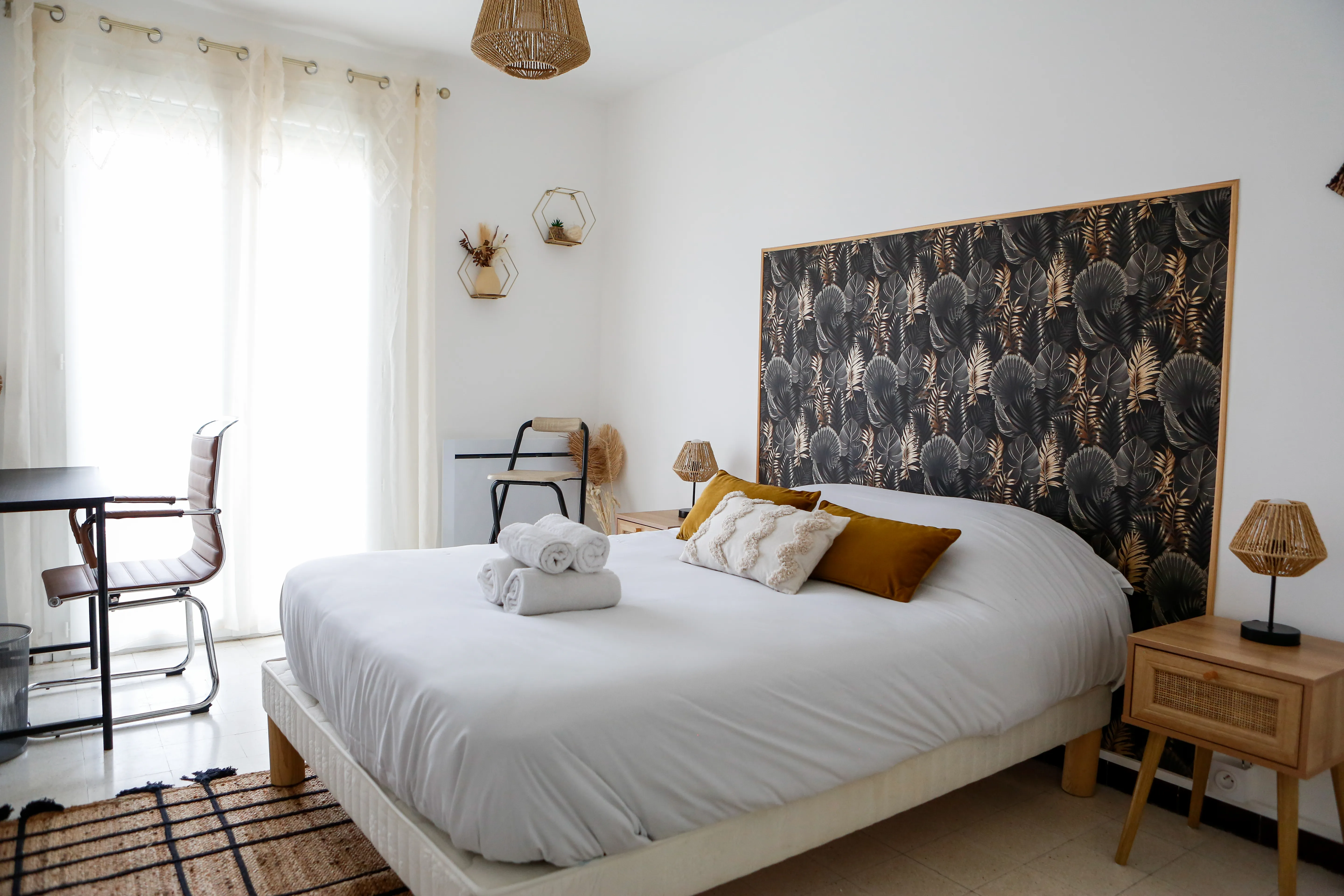 Chambre préparée pour le shooting