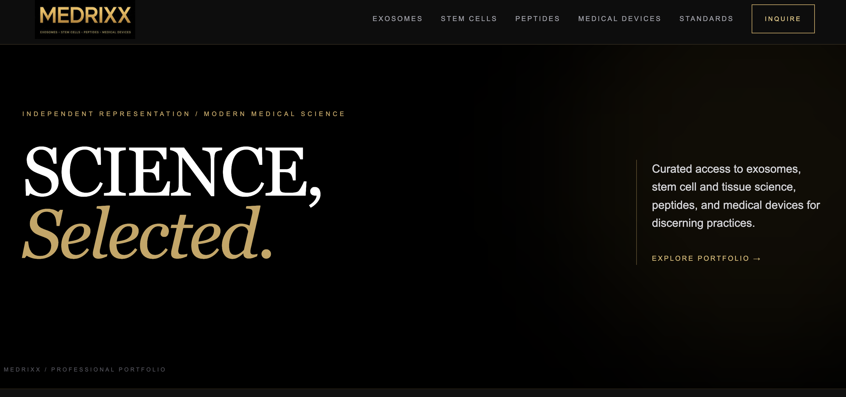 Homepage of the MEDRIXX medical and aesthetic website