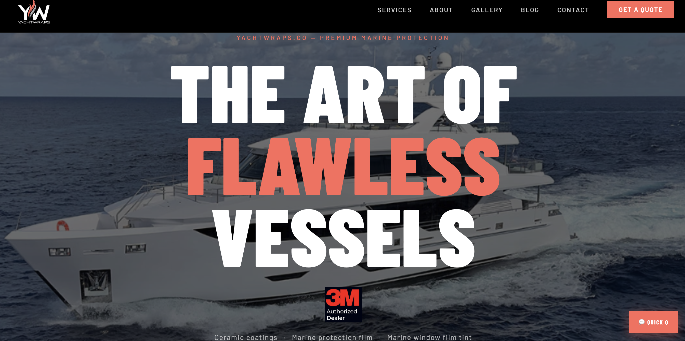 Homepage of the YachtWraps marine coatings website