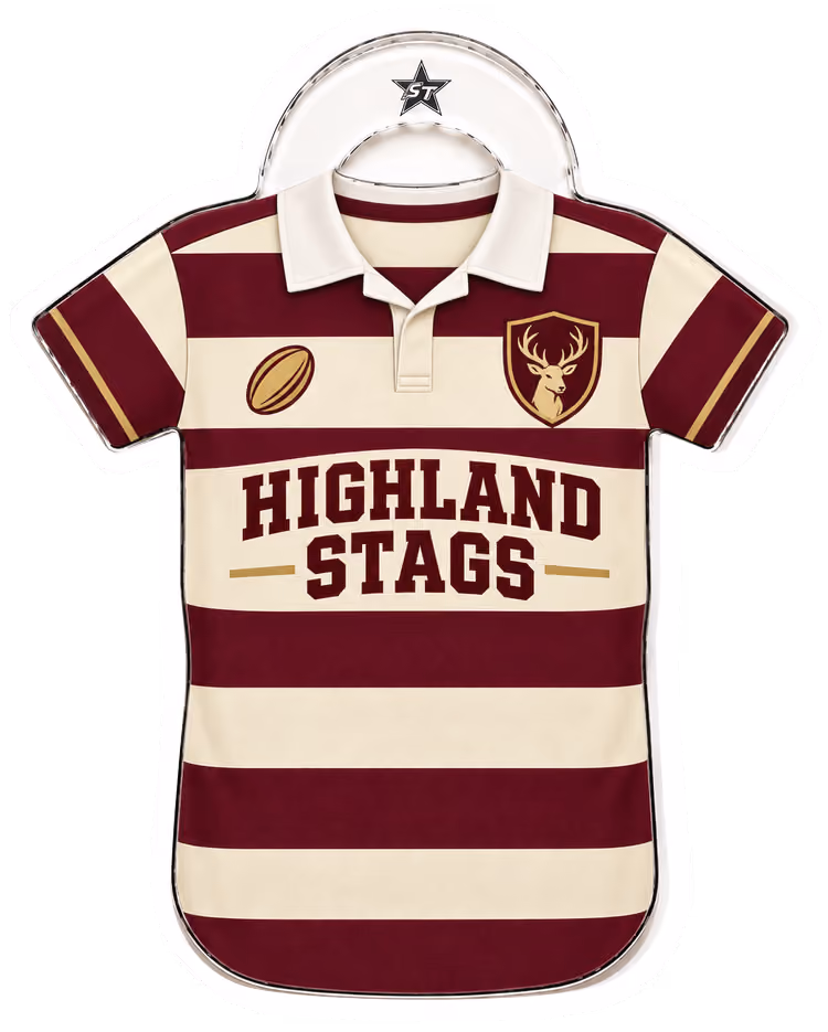 Highland Stags rugby jersey bag tag