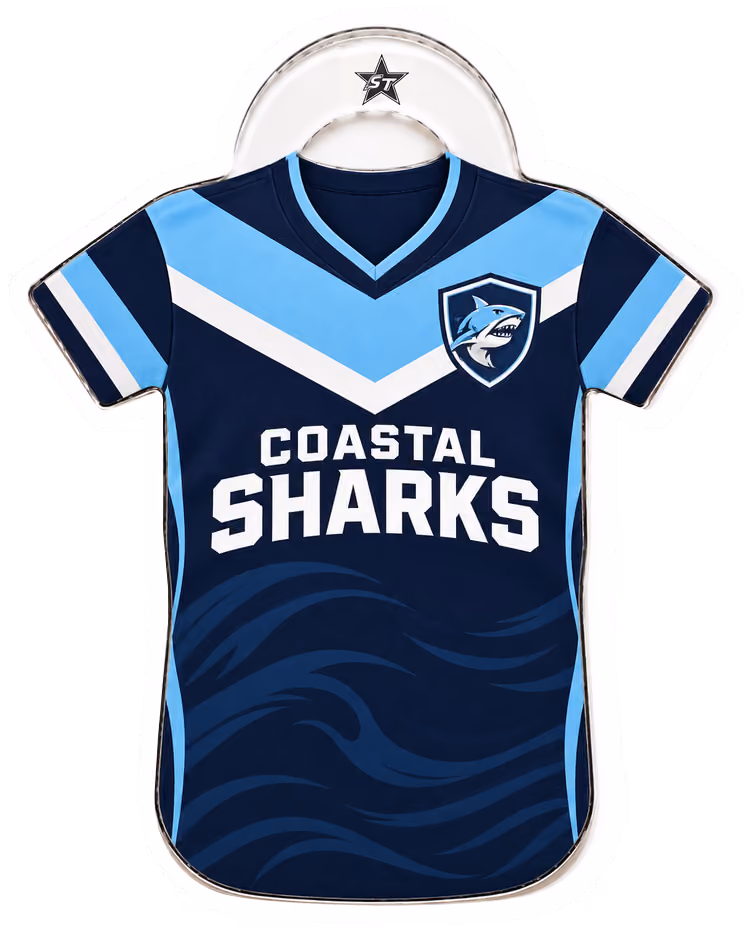 Coastal Sharks league jersey bag tag