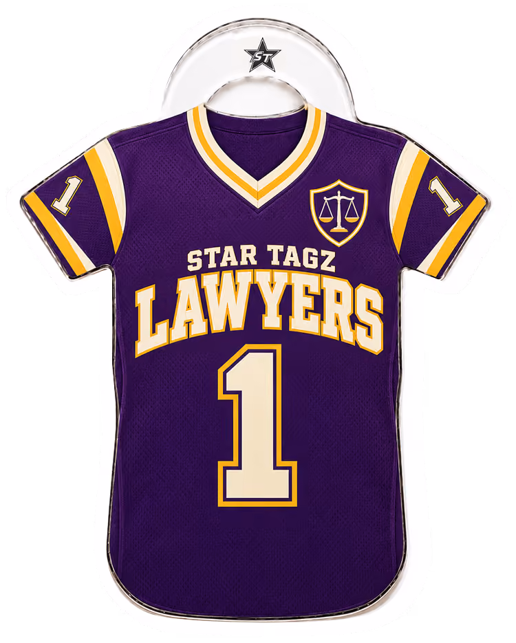 Star Tagz Lawyers home jersey bag tag