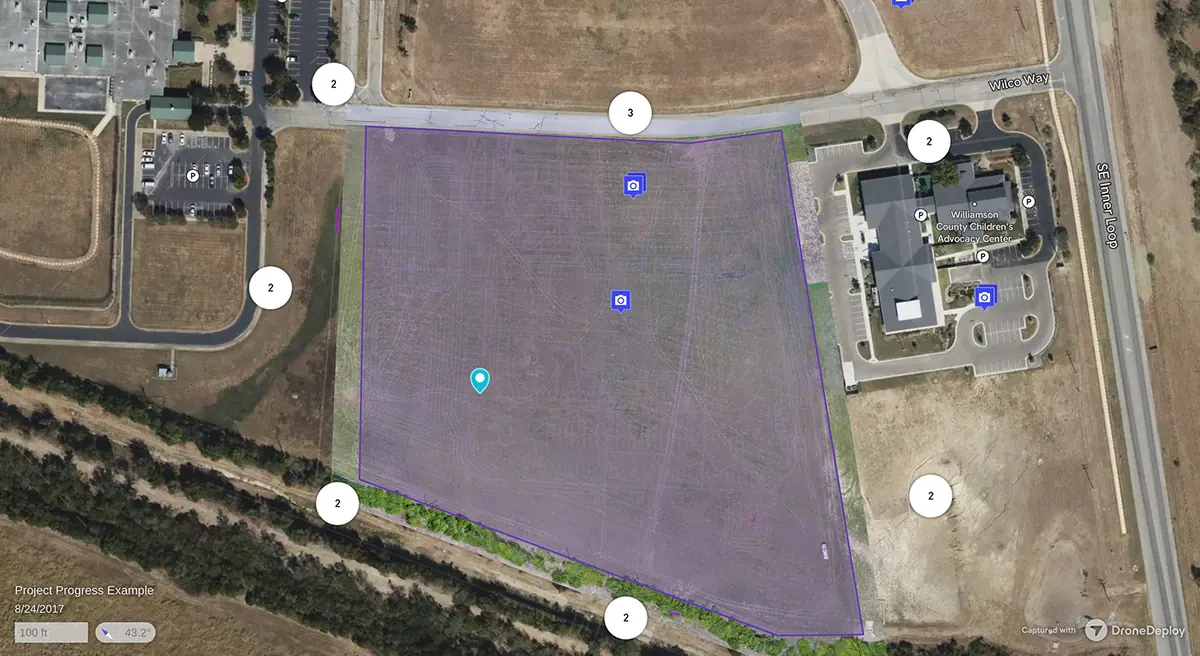 August 2017 drone map of the empty plot before construction
