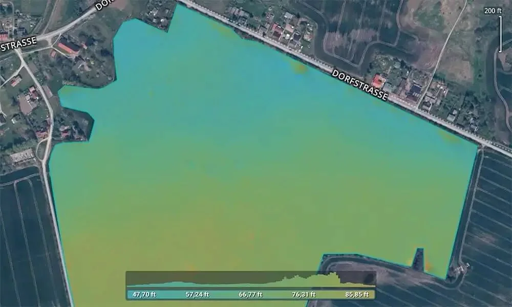 Elevation map of the same field, shaded by surface height